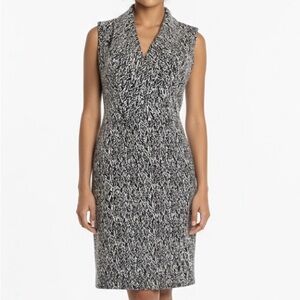 Womens Calvin Klein Black White Sleeveless Sheath Dress Office Core Professional